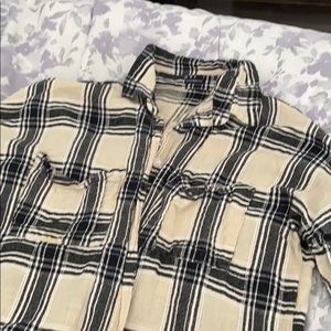 Branch Melville Oversized crop-sleeve flannel